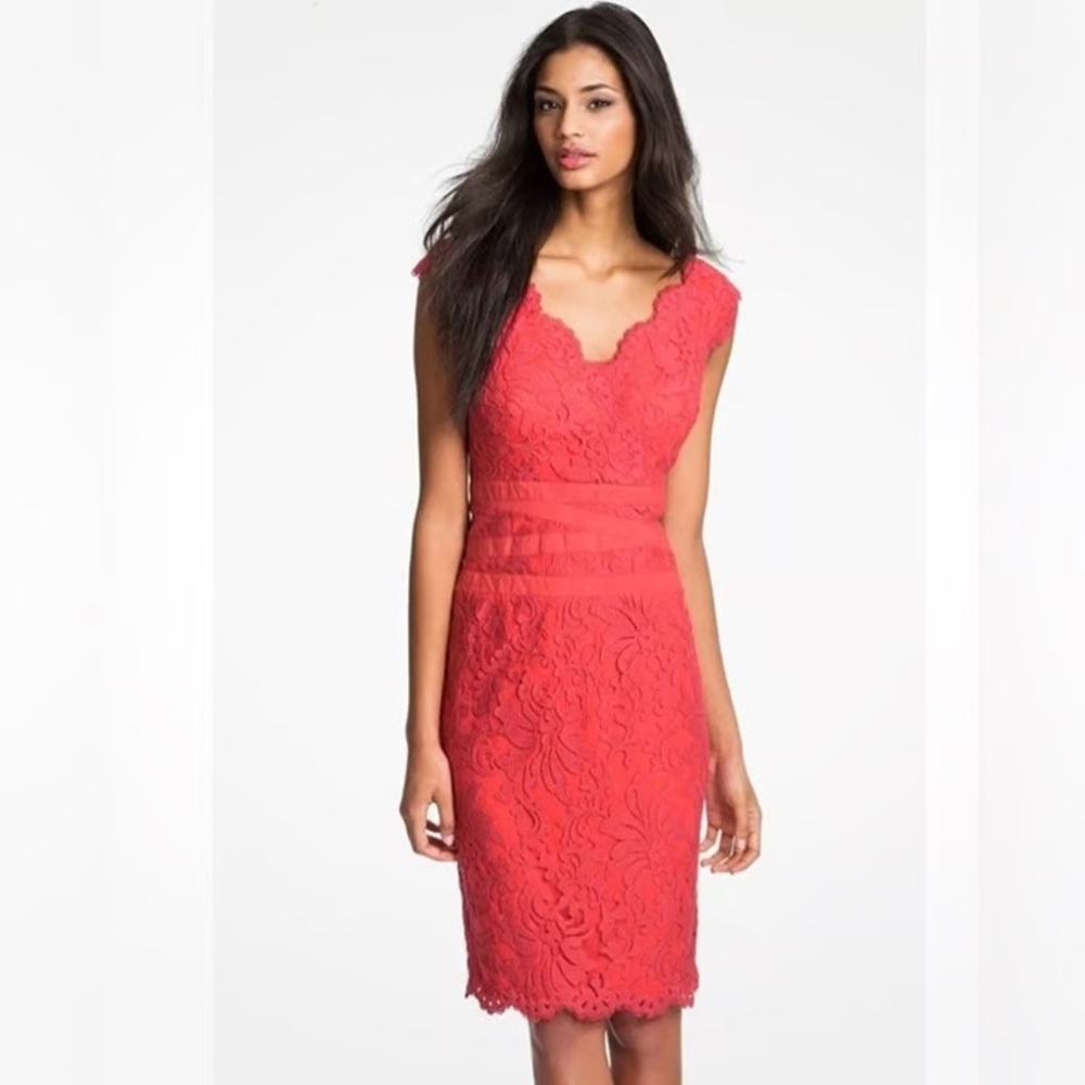 Elegant Red Lace Dress Tadashi Shoji